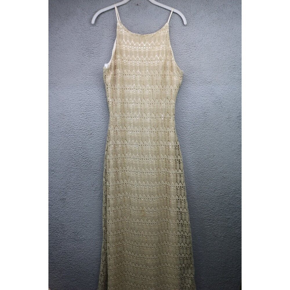 Vintage ALGO Crochet Sheer Maxi Dress-12-Lined with Satin-Cottagecore-Y2K